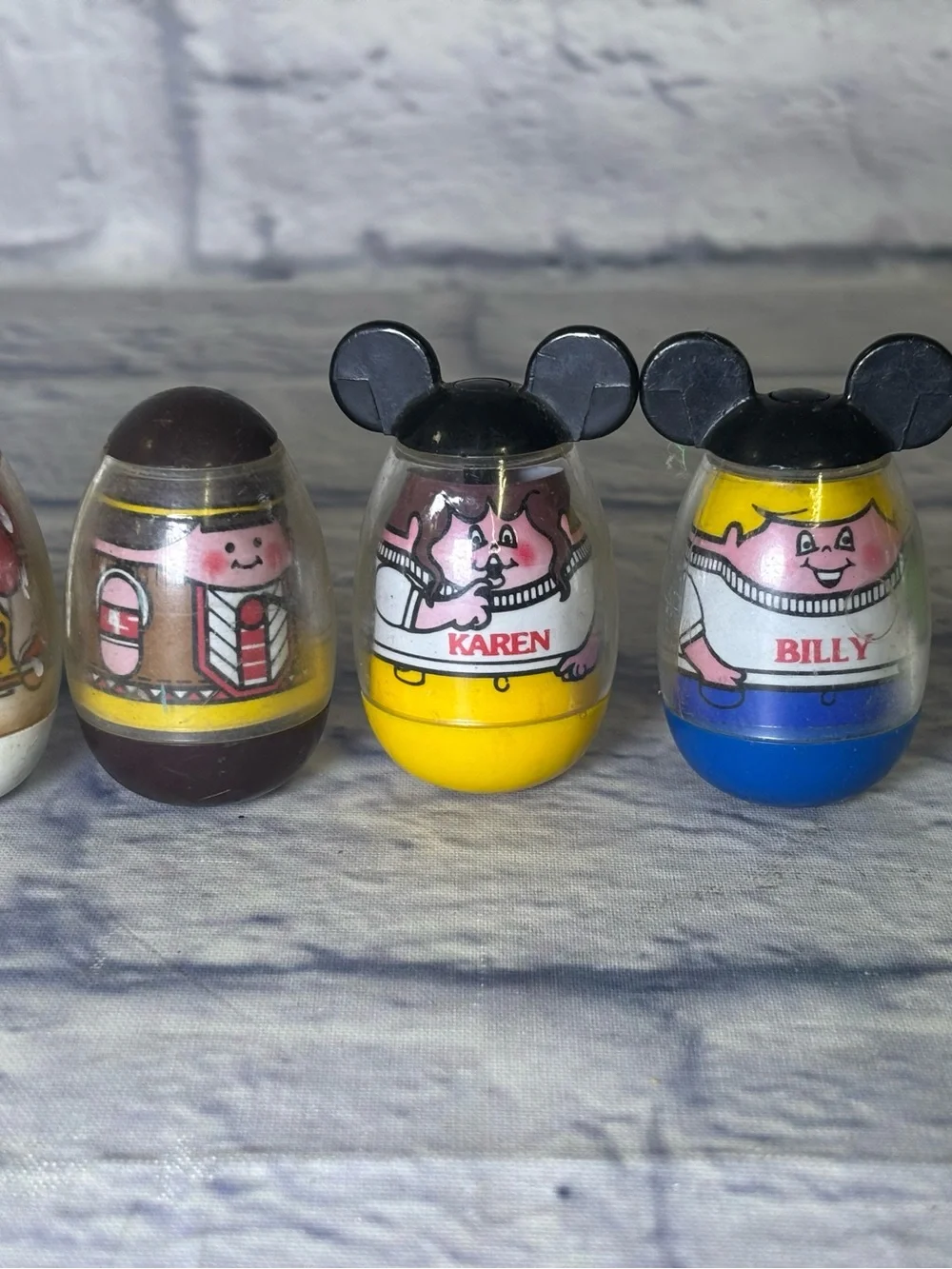 Vintage 70 80s Weeble Wobbles Mickey Mouse Club House Weebles Mickey Billy Karen